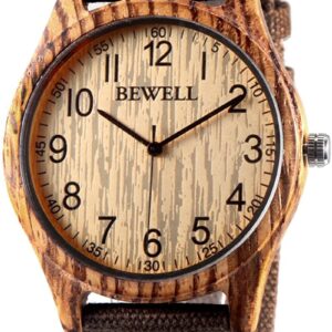 Alienwork Wood Armbanduhr Herren Damen Natur-Holz