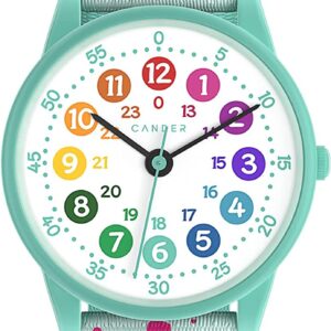 Cander Berlin MNA 1530 E Kinderarmbanduhr Kinderuhr Armbanduhr Mädchen Einhorn Lernuhr türkis wasserdicht