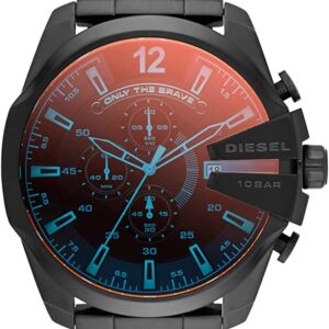 Diesel Herren Mega Chief Chronograph, 59 mm Gehäusegröße, Edelstahluhr