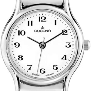 DUGENA Damen-Armbanduhr 4460534 Vintage Comfort, Quarz, weißes Zifferblatt, Edelstahlgehäuse, Mineralglas, Edelstahl-Zugband, 3 bar