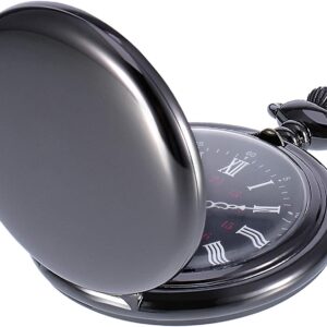 Glatte Antike Quarz Taschenuhr mit Schwarzer Stahlkette