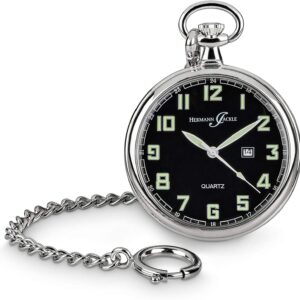 Hermann Jäckle – Konstanz Quarz Taschenuhr für stilvolle Herren I Taschenuhr mit hochwertigem Quarz-Uhrwerk & Miyota 2115 I Uhr mit Leuchtziffern I…