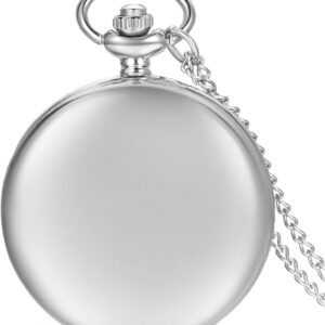 JewelryWe Herren Damen Taschenuhr Classic Glänzend Kettenuhr Analog Quarz Uhr mit Halskette Kette Umhängeuhr Pocket Watch Geschenk Gravur
