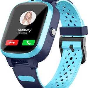 Kinder Smartwatch 4G,GPS-Tracker-Uhr mit Videoanruf Schulmodus Schrittzähler Geo-Fence SOS Anti-Verlust von Früherziehungstools HD-Bildschirm…