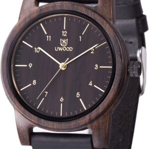 MUJUZE Holzuhr Herren/Damen Uhr aus Holz Armbanduhr und Leder Armband Japanisches Quarzwerk Klassik Holzuhren männer Uhren Damenuhr Geschenk