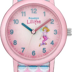 Prinzessin Lillifee Armbanduhr Mädchen Kinder Quarzuhr Analog, mit Textil Armband, Rosa, 3 bar Wasserdicht, Kommt in Uhren Geschenk Box, 2031755