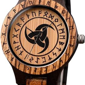 Serired Viking Celtic Knot Symbol Design Quarzuhr, Nordic Vintage Triquetra Symbol Muster Glaskuppel Armbanduhr, Handgemachte Irland Uhr Geschenke…