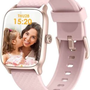 Smartwatch Damen, Fitnessuhr Damen mit Schlaf- und Pulsmesser, 5ATM wasserdichte Smartwatch für Kinder und Herren, Schrittzähler Uhr Damen,…