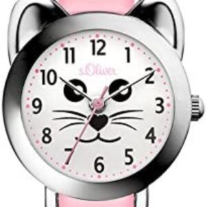 s.Oliver Mädchen Analog Quarz Armbanduhr mit Silikon Armband
