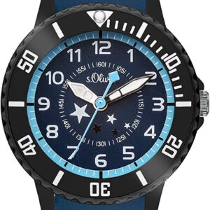 s.Oliver Time Jungen Zeitlernuhr Quarz Uhr mit Silikon Armband SO-3407-PQ