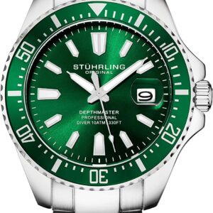 Stuhrling Original Herren Taucheruhr – Pro Sport Taucher mit verschraubter Krone und wasserdicht bis 330 Ft. – Analoges Zifferblatt, Quarzwerk -…