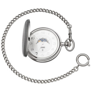Taschenuhr Quarz Analog verchromt Tag-Nacht Sprung-Deckel