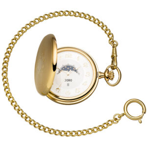 Taschenuhr Quarz Analog vergoldet Tag-Nacht Sprung-Deckel