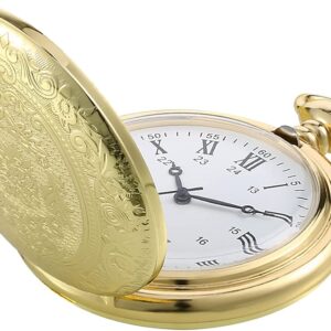 Vintage Taschenuhr Gold Stahl Herren Uhr mit Kette für Väter Tag