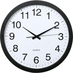 Hama Wanduhr XXL (Große Uhr ohne tickgeräusche, 40cm großes Ziffernblatt, geräuscharme und analoge Wohnzimmeruhr) schwarz