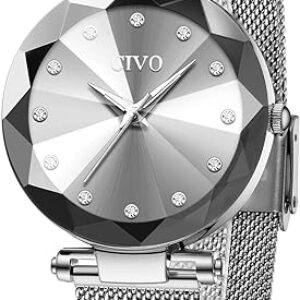 CIVO Damen Uhren Damen Silber Edelstahl Mesh Armband Wasserdicht Uhren für Frauen Mädchen Teenager Mode Elegant Business Kleid Analog Quarz Armbanduhr