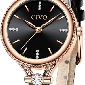 CIVO Damen Uhren Leder Minimalistisch Armreif Wasserdicht Armbanduhr Damen Uhr Edelstahl Armband Mode Kleid Elegant Beiläufig Designer Quarzuhr Ultradünne