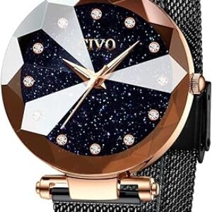 CIVO Damen Uhren Wasserdicht Minimalistisch Damenuhr Analog Quarz Armbanduhr Damen Leder Mode Kleid Elegant Beiläufig Quarzuhr für Damen Edelstahl Mesh Kreative Armbanduhr