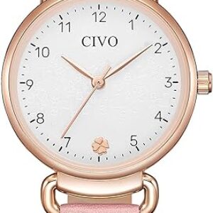 CIVO Damenuhr Lederarmband Armbanduhr Damen mit Zahlen Analog Quarz Elegant Kleid Uhr Damen Wasserdicht Mode Geschenke für Frauen