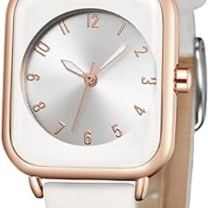 CIVO Damenuhr Mode Designer Armbanduhr Damen Elegant Minimalist Roségold Gehäuse Leuchtend Uhr Damen Lässig Leder Band Rechteck Wasserdicht Analog Quarzuhr Geschenke Frauen