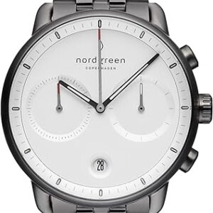 Nordgreen Skandinavische Design Herren Uhr Analog Quarz Anthrazit | Weißes Ziffernblatt | Austauschbare Armbänder | Modell: Pioneer