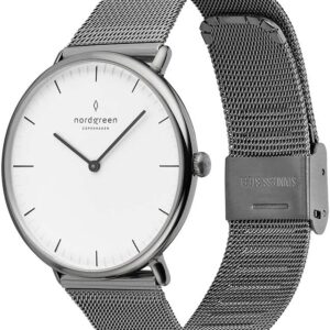 Nordgreen skandinavische Designuhr – analoges Quarzwerk, Silber/Gold, austauschbare Leder/Mesh-Armbänder, stilvolle Armbanduhr, Unisex, wasserbeständig, modern, Modell Native