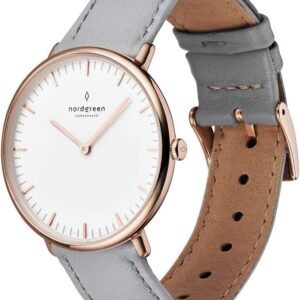Nordgreen skandinavische Designuhr – analoges Quarzwerk, weißes Zifferblatt, austauschbare Leder/Mesh-Armbänder, stilvolle Armbanduhr, Unisex, wasserbeständig, modern, Modell…