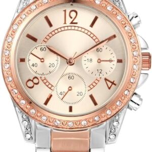 NUOVO Damen Uhr Analog Quarz mit Rose Gold Edelstahl Armband Wasserdicht K159010L-RG