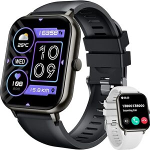 Smartwatch Fitnessuhr Armbanduhr Telefonfunktion Uhren – Smart Watch Damen Herren Uhr Fitness Tracker 1,83″ Touchscreen Wasserdicht Blutdruck Herzfrequenz Schrittzähler Sportuhr…