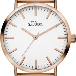 s.Oliver Damen Analog Quarz Armbanduhr mit Edelstahlarmband