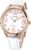 COMTEX Damenuhr, weißes großes Zifferblatt, Leder, rotgoldfarben, weißes Lederband, modische Uhren