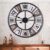 Lafocuse Industriell Gitter Metall Wanduhr Große, 57 cm Landhausstil Lautlos Schwarz Vintage mit DIY Fotos für Bar Wohnzimmer Schlafzimmer